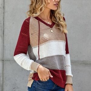 NWT Cloud Walk Hoodie Sweater Womens Size Small Color Block Lightweight